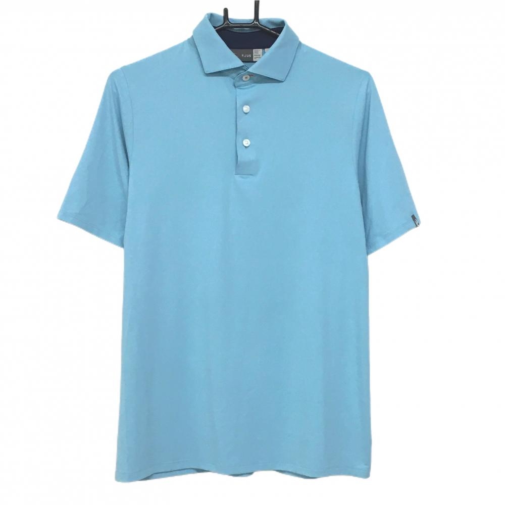 【超美品】チュース 半袖ポロシャツ ライトブルー ストレッチ UVケア メンズ 46(XS) ゴルフウェア KJUS