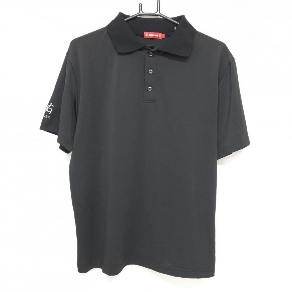 【超美品】ディバイナーゴルフ 半袖ポロシャツ 黒 サイドロゴ  メンズ L ゴルフウェア DIVINER GOLF