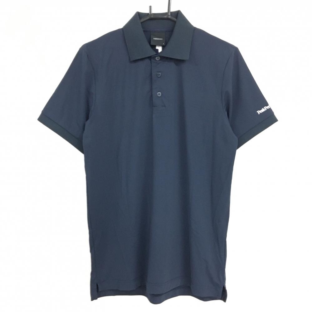 ピークパフォーマンス 半袖ポロシャツ ダークネイビー ロゴ白 メンズ S ゴルフウェア Peak Performance