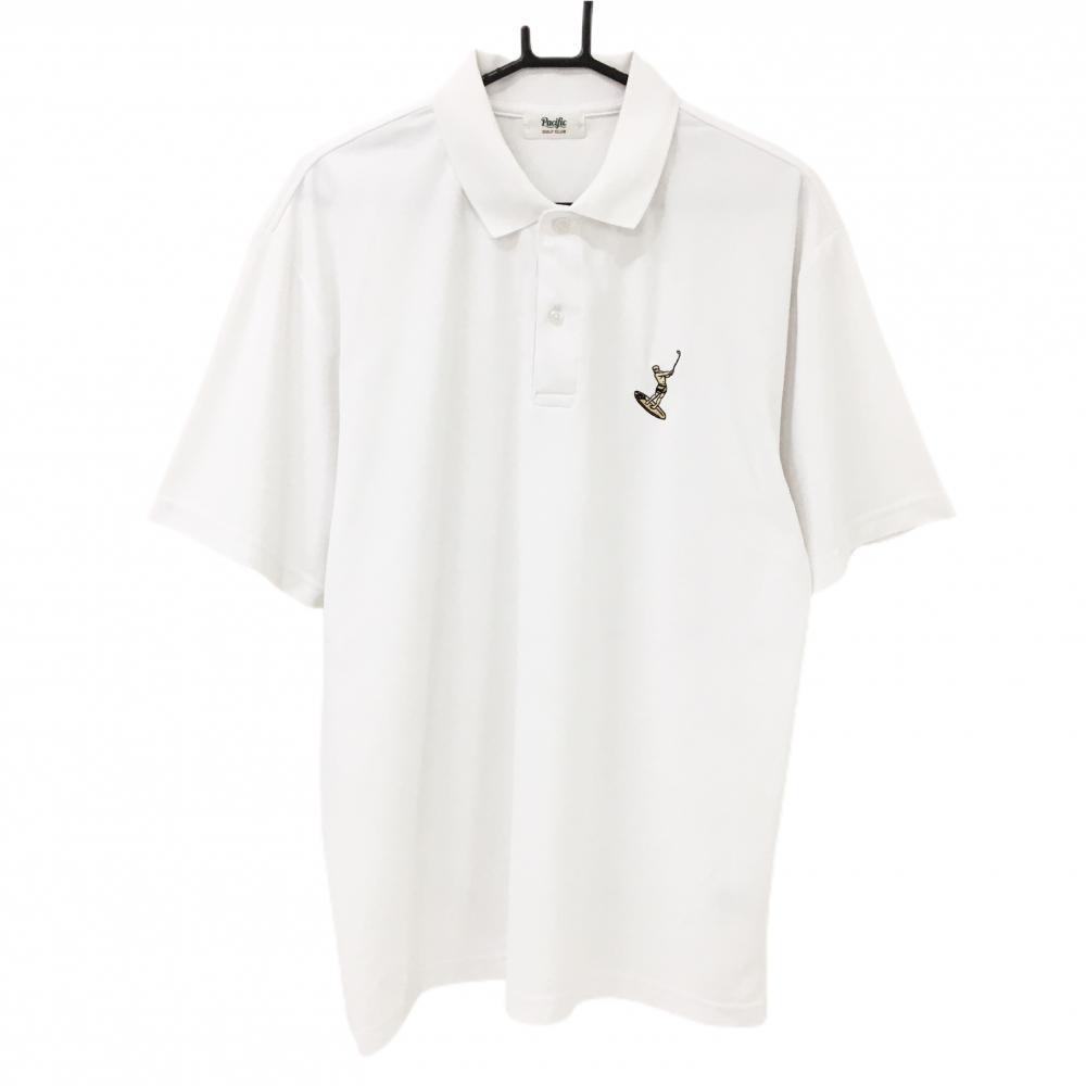 パシフィックゴルフクラブ 半袖ポロシャツ 白 左胸刺しゅう メンズ XL ゴルフウェア PACIFIC GOLF CLUB