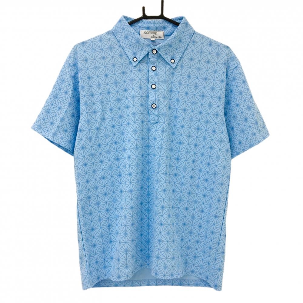 【超美品】サブセブンティー×太平洋クラブ 半袖ポロシャツ ライトブルー×グレーブルー系 総柄  メンズ L ゴルフウェア Sub Seventy