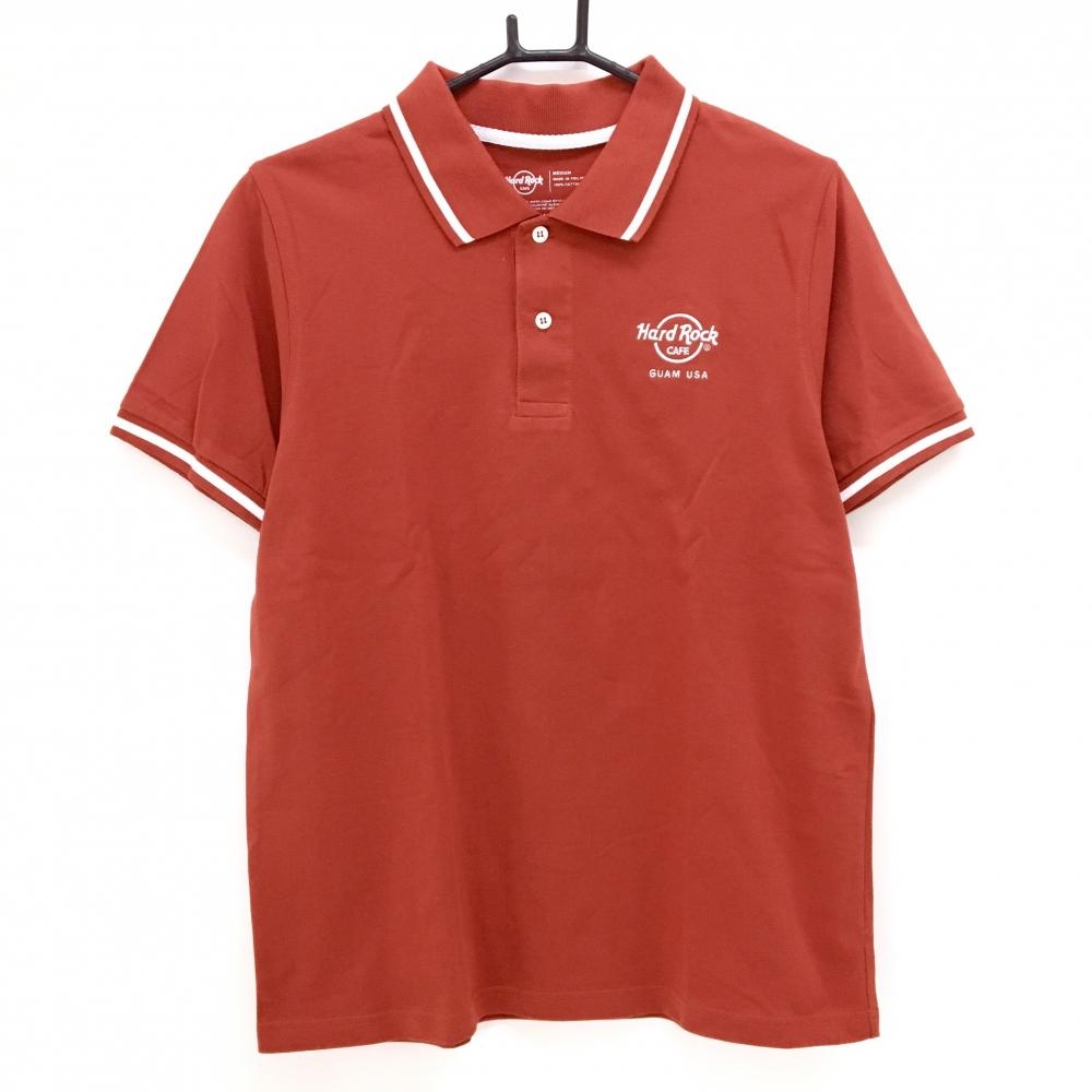 【新品】ハードロックカフェ 半袖ポロシャツ ダークレッド ロゴ白  メンズ M ゴルフウェア Hard Rock CAFE