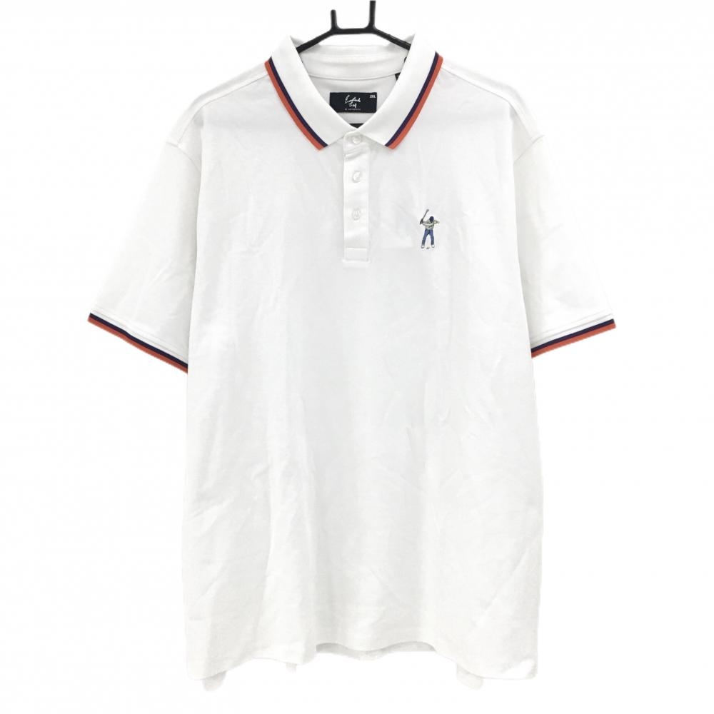 【新品】イーストサイドゴルフ 半袖ポロシャツ 白 襟ライン ロゴ刺しゅう  メンズ 2XL ゴルフウェア 大きいサイズ Eastside Golf