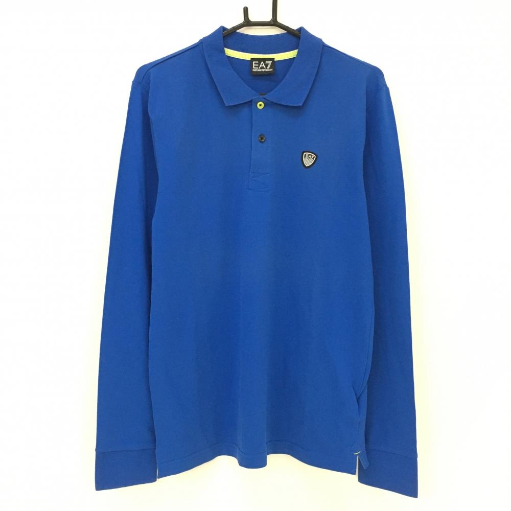 【新品】エンポリオアルマーニ EA7 長袖ポロシャツ ブルー コットン95％ メンズ L ゴルフウェア エンポリオアルマーニ