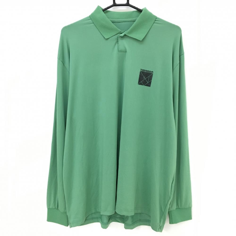 【美品】タングラム 長袖ポロシャツ グリーン×黒 ロゴプリント メンズ L ゴルフウェア TANGRAM
