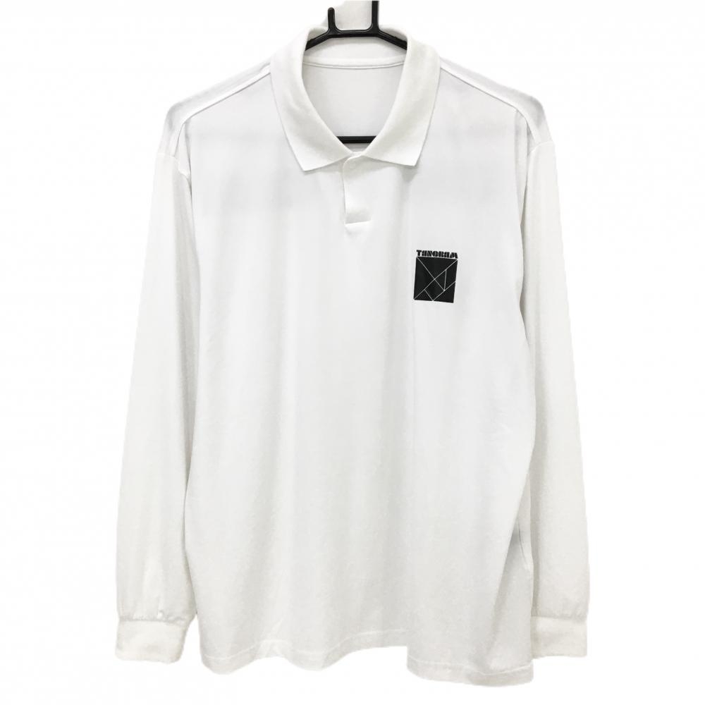 【美品】タングラム 長袖ポロシャツ 白 背面ロゴ スナップボタン メンズ S ゴルフウェア TANGRAM