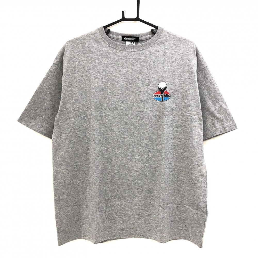 【新品】ゴルフィッカーズ Tシャツ 杢グレー 後ビッグプリント メンズ M ゴルフウェア Golfickers