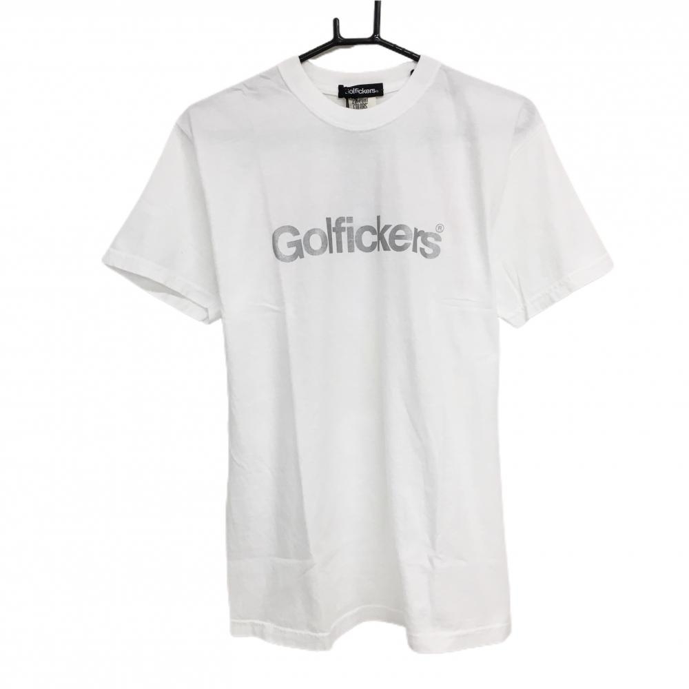 【新品】ゴルフィッカーズ Tシャツ 白×シルバー 後ビッグロゴ メンズ M ゴルフウェア Golfickers