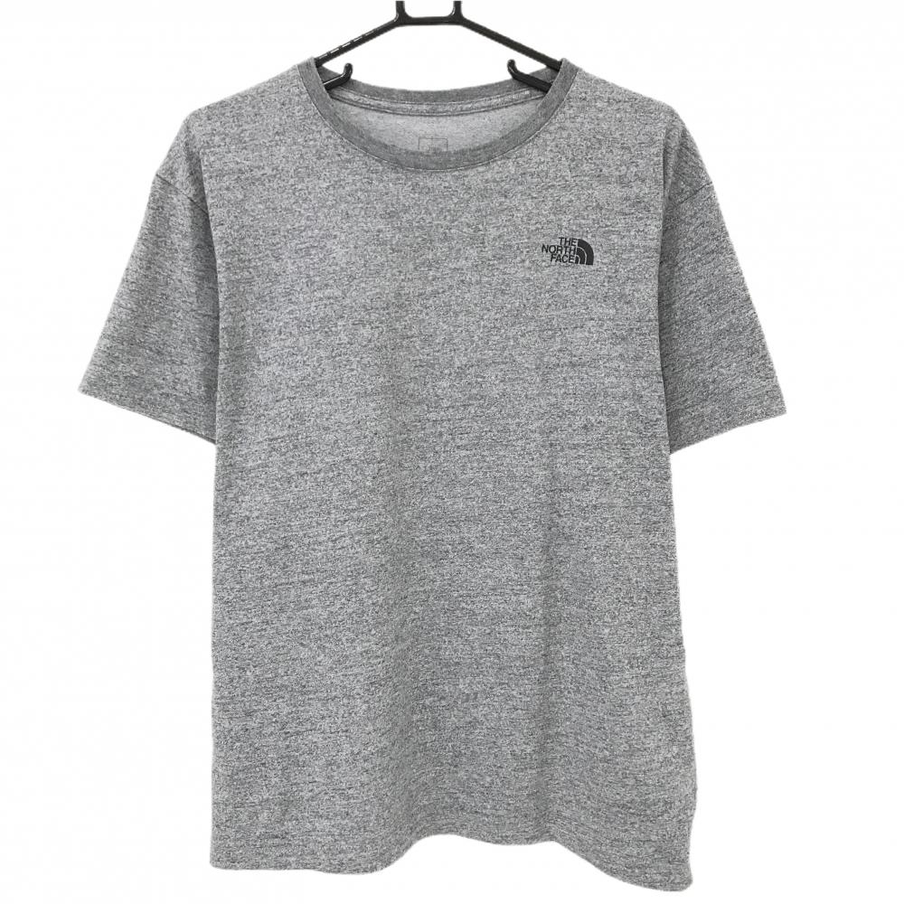 ザノースフェイス Tシャツ 杢グレー×黒 後ろビッグロゴ メンズ XL ゴルフウェア THE NORTH FACE
