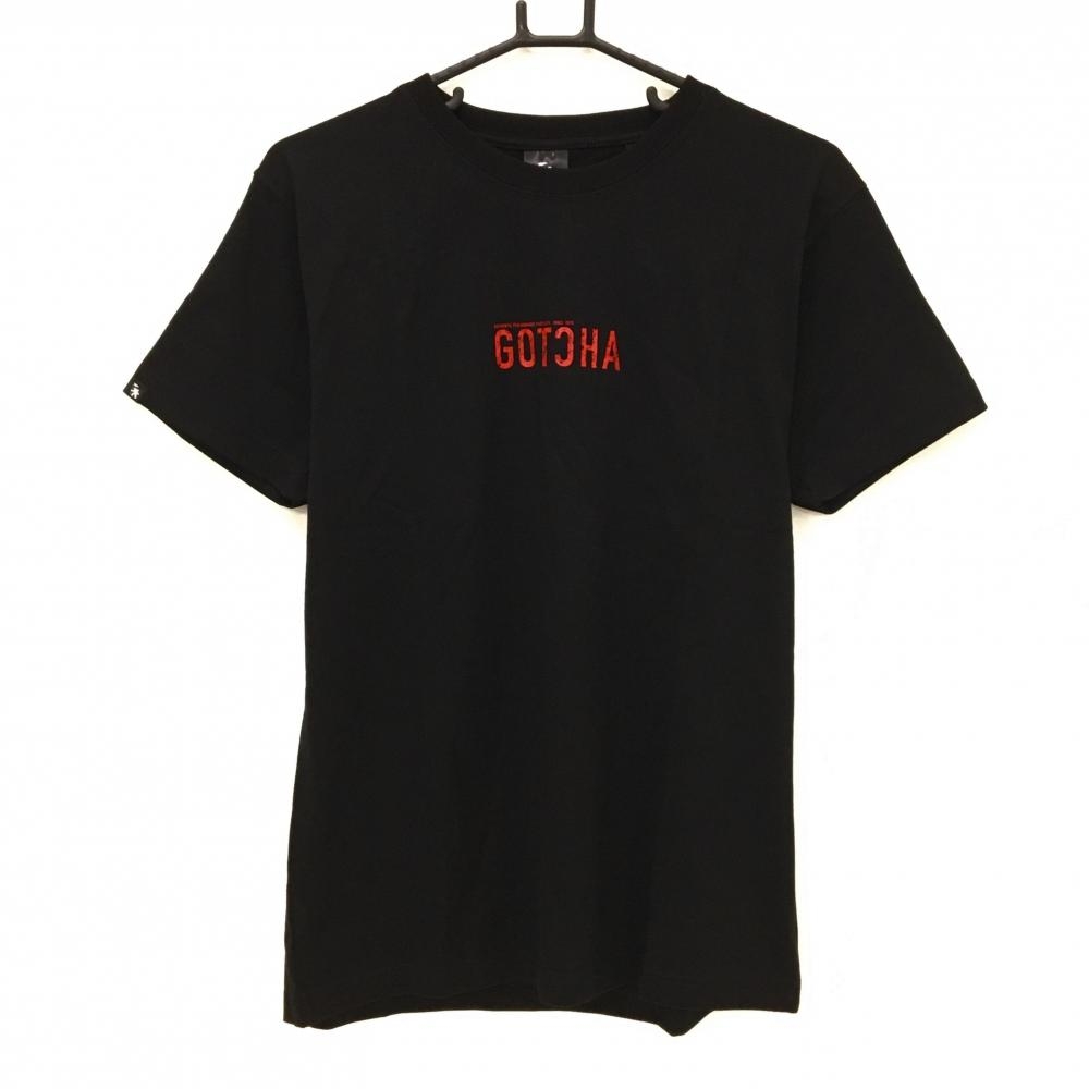 【新品】ガッチャ Tシャツ 黒×レッド バックプリント 吸水速乾  メンズ MEDIUM ゴルフウェア GOTCHA