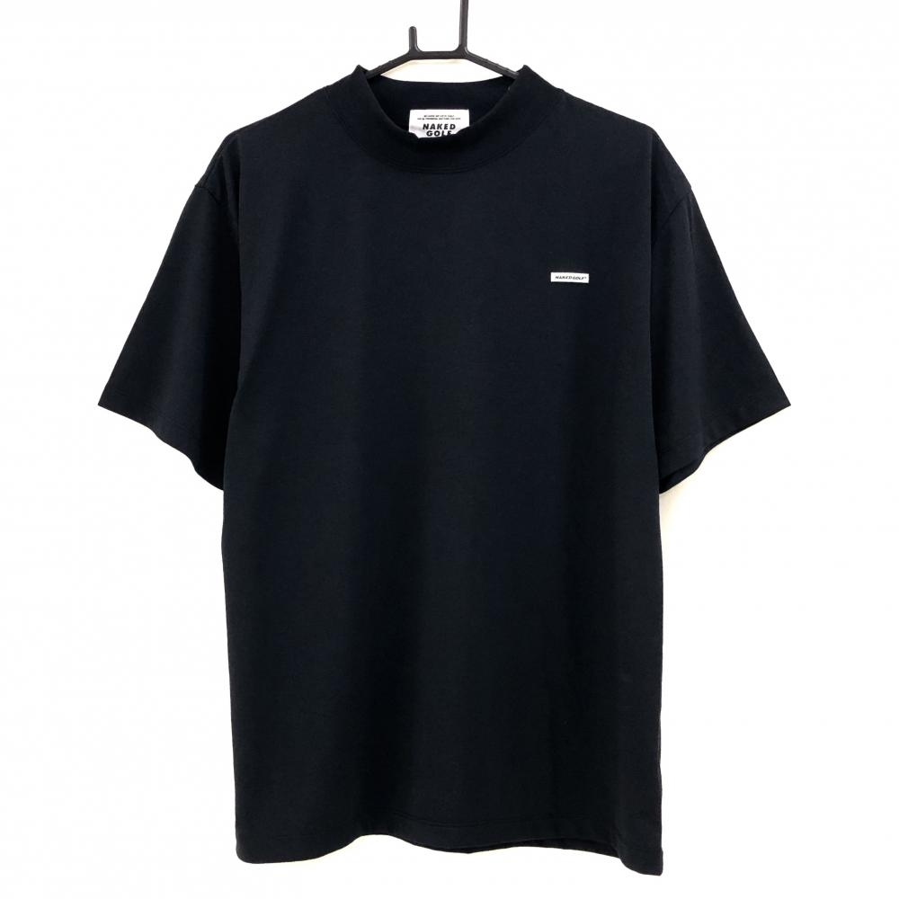 【超美品】ネイキッドゴルフ Tシャツ 黒 モックネック バックプリント メンズ L ゴルフウェア NAKED GOLF