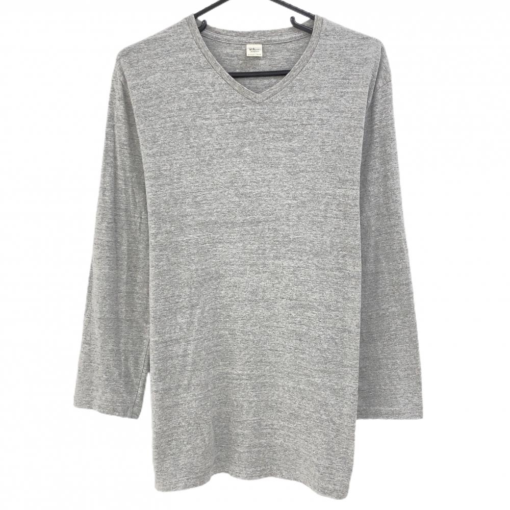 【美品】ロンハーマン 長袖Ｔシャツ 杢グレー Vネック 七分袖 無地 メンズ L ゴルフウェア Ron Herman