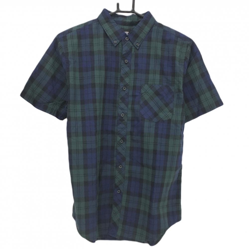 【新品】グラニフ 半袖シャツ ネイビー×グリーン チェック　ボタンダウン  メンズ M ゴルフウェア graniph