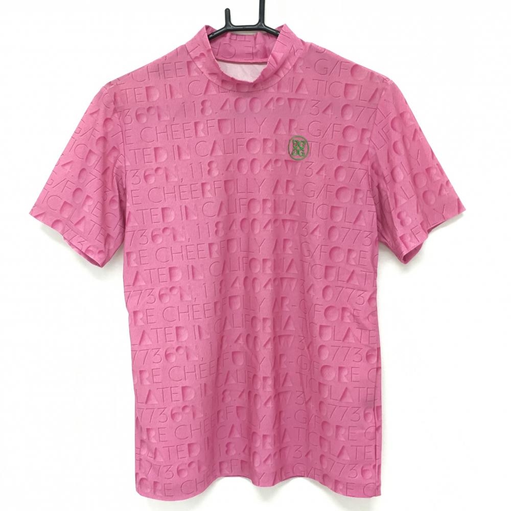 【超美品】ジーフォア 半袖ハイネックシャツ ピンク 総柄 メンズ 1 ゴルフウェア G/FORE