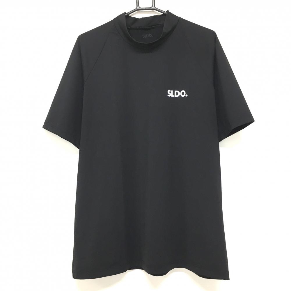 【美品】エスルド 半袖ハイネックシャツ 黒 胸元ロゴ  メンズ XXL ゴルフウェア 大きいサイズ SLDO.