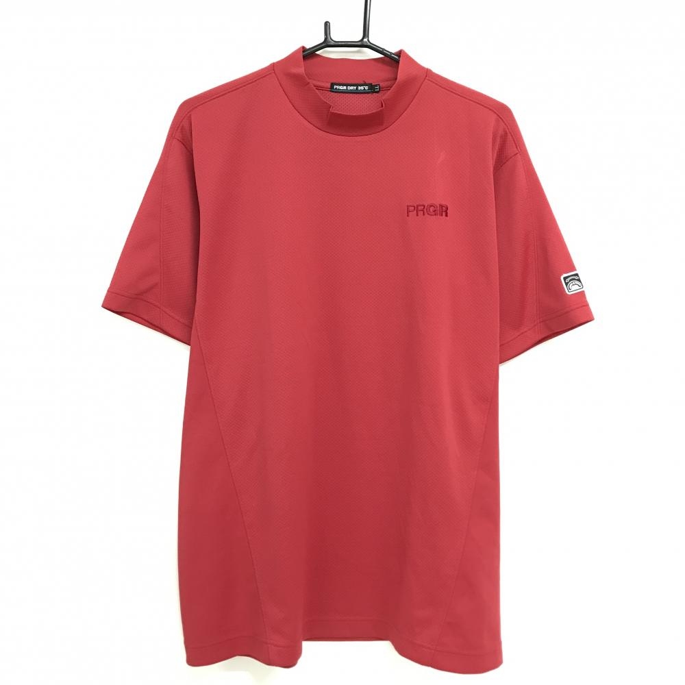 プロギア 半袖ハイネックシャツ レッド ロゴ刺しゅう メンズ LL ゴルフウェア PRGR