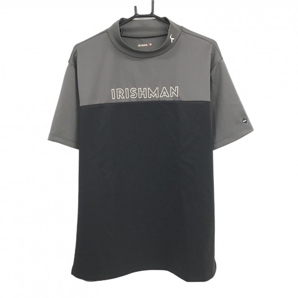 【新品】アイリッシュマン 半袖ハイネックシャツ グレー×黒 バイカラー メンズ L ゴルフウェア IRISHMAN