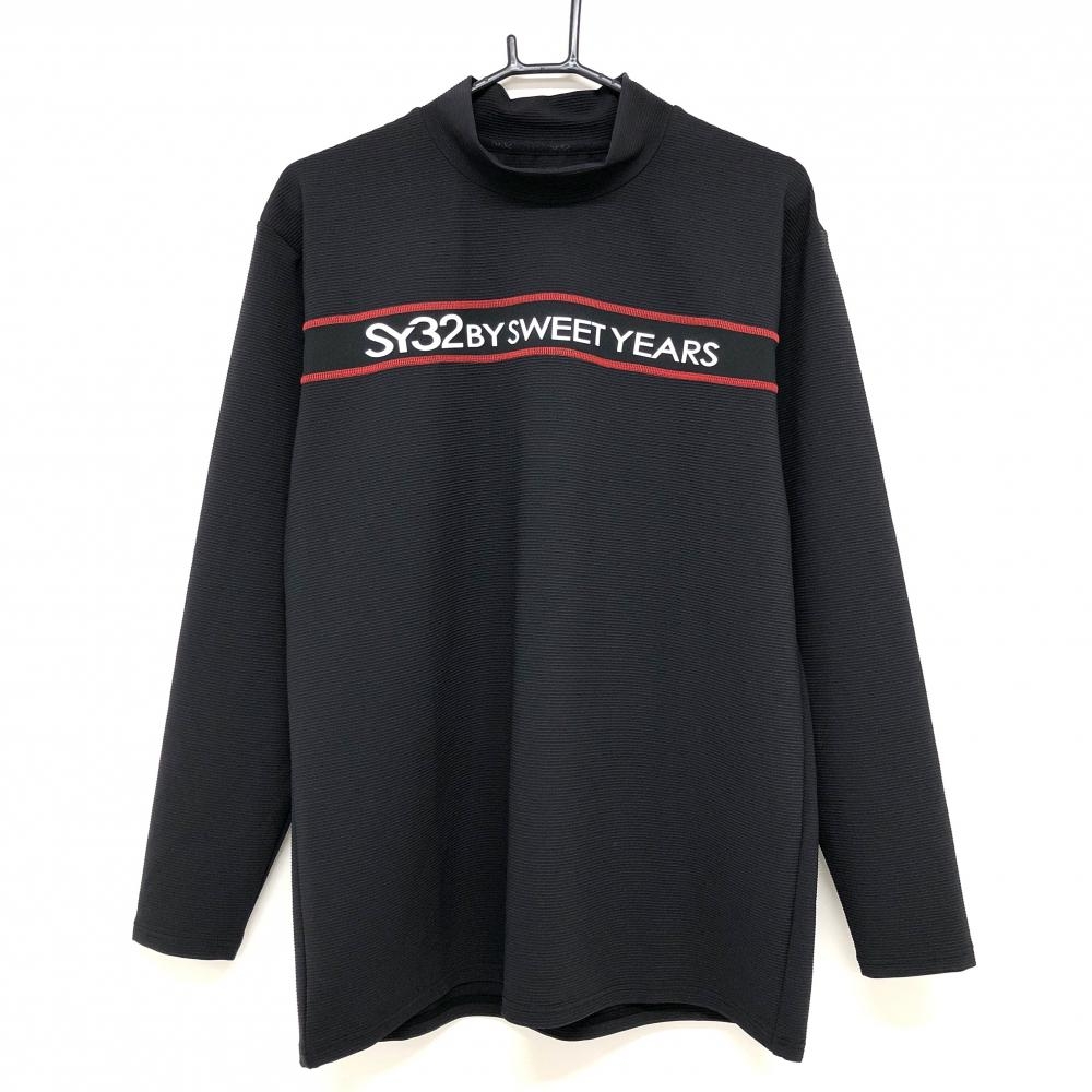 【新品】SY32 長袖ハイネックシャツ 黒×レッド ボーダー織生地 胸元ロゴライン メンズ XL ゴルフウェア 2023年モデル SY32 BY SWEET YEARS