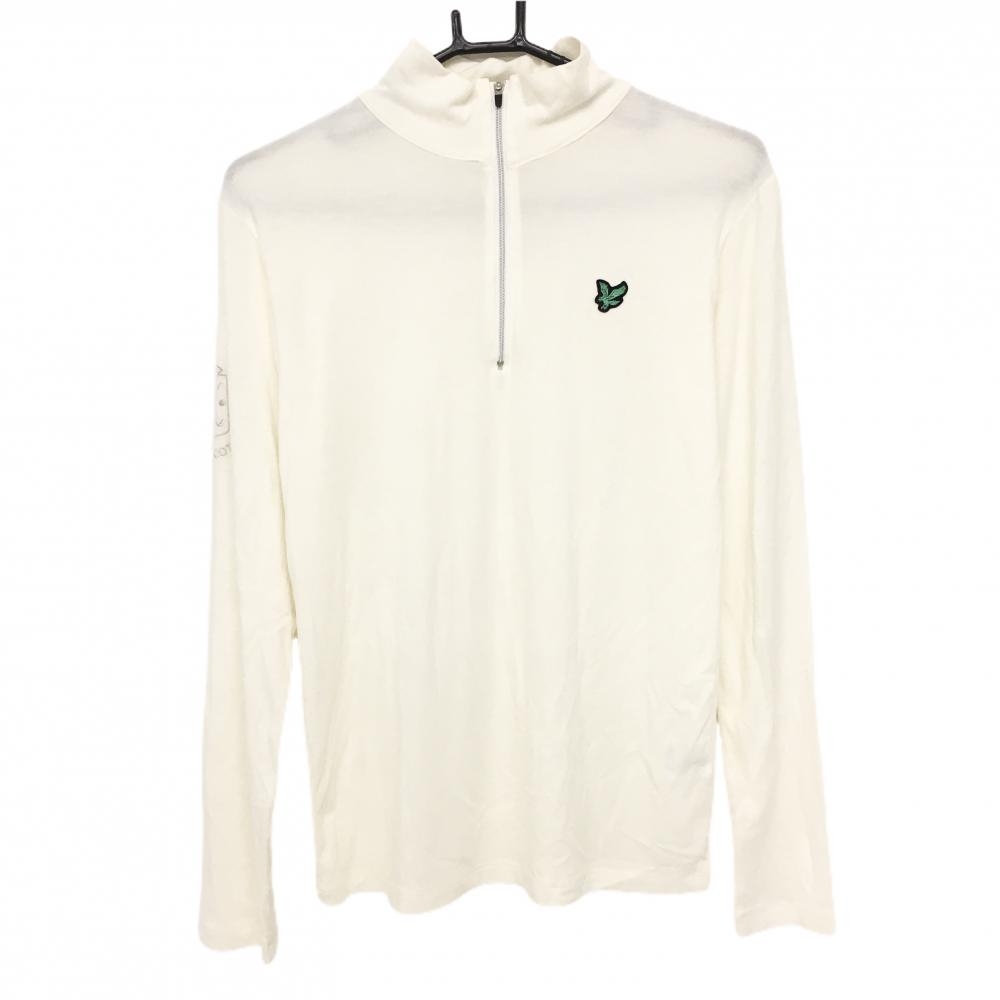 【超美品】ライルアンドスコット 長袖ハイネックシャツ 白 起毛素材 ハーフジップ メンズ S ゴルフウェア LYLE＆SCOTT