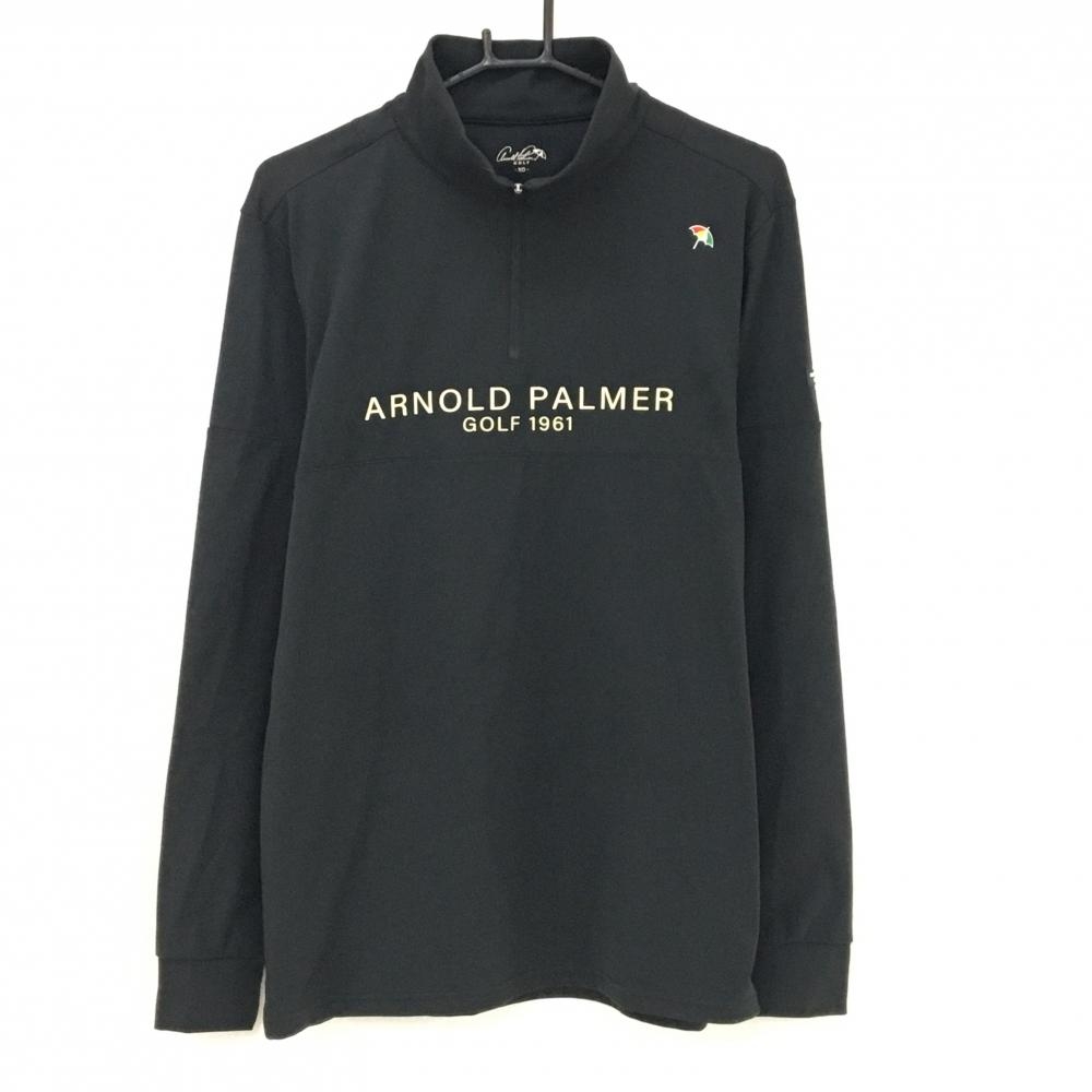 【美品】アーノルドパーマーゴルフ 長袖ハイネックシャツ 黒 表微起毛 ハーフジップ  メンズ XO(2XL) ゴルフウェア Arnold Palmer GOLF