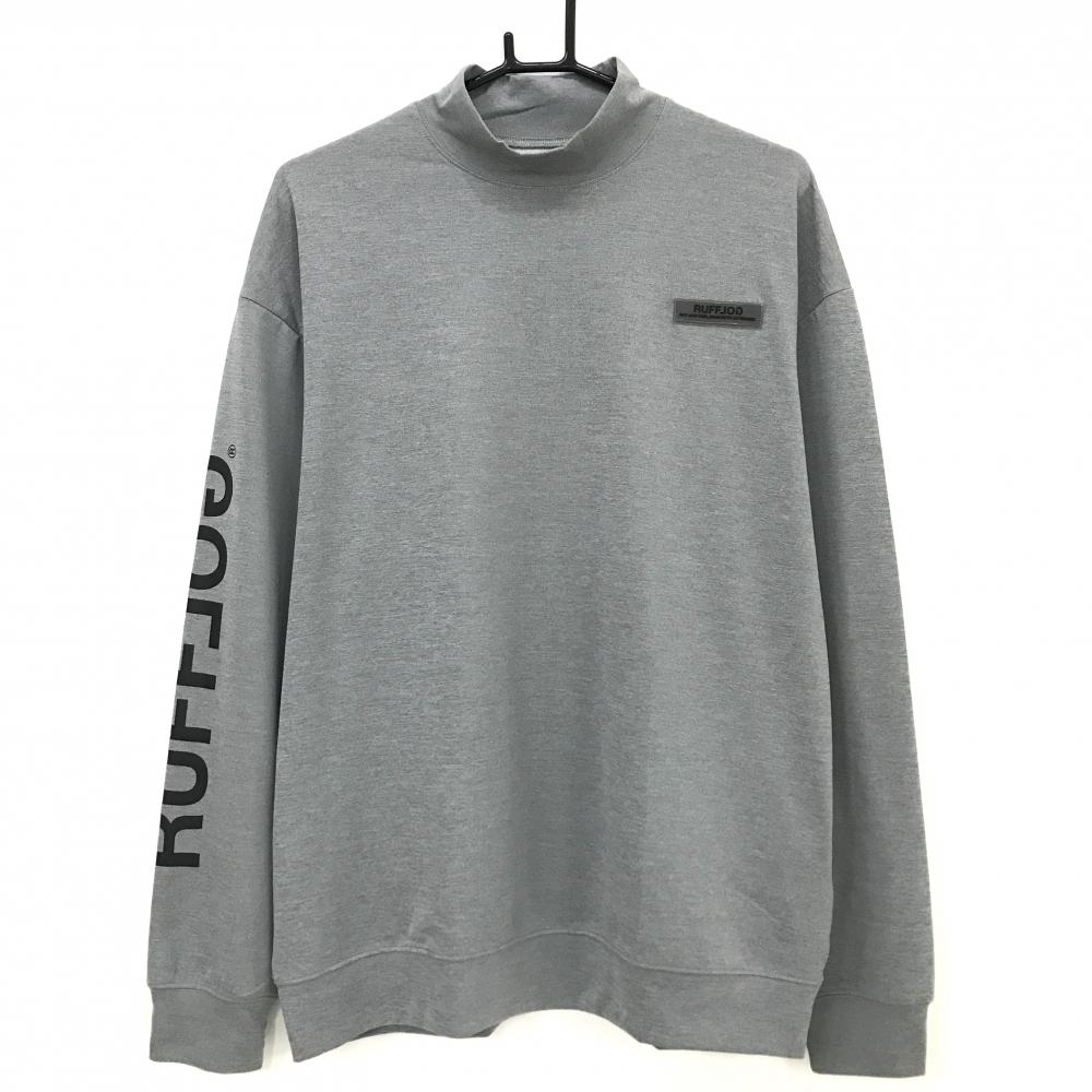 【超美品】ラフロッグ 長袖ハイネックシャツ グレー ラバーロゴ メンズ L ゴルフウェア RUFFLOG