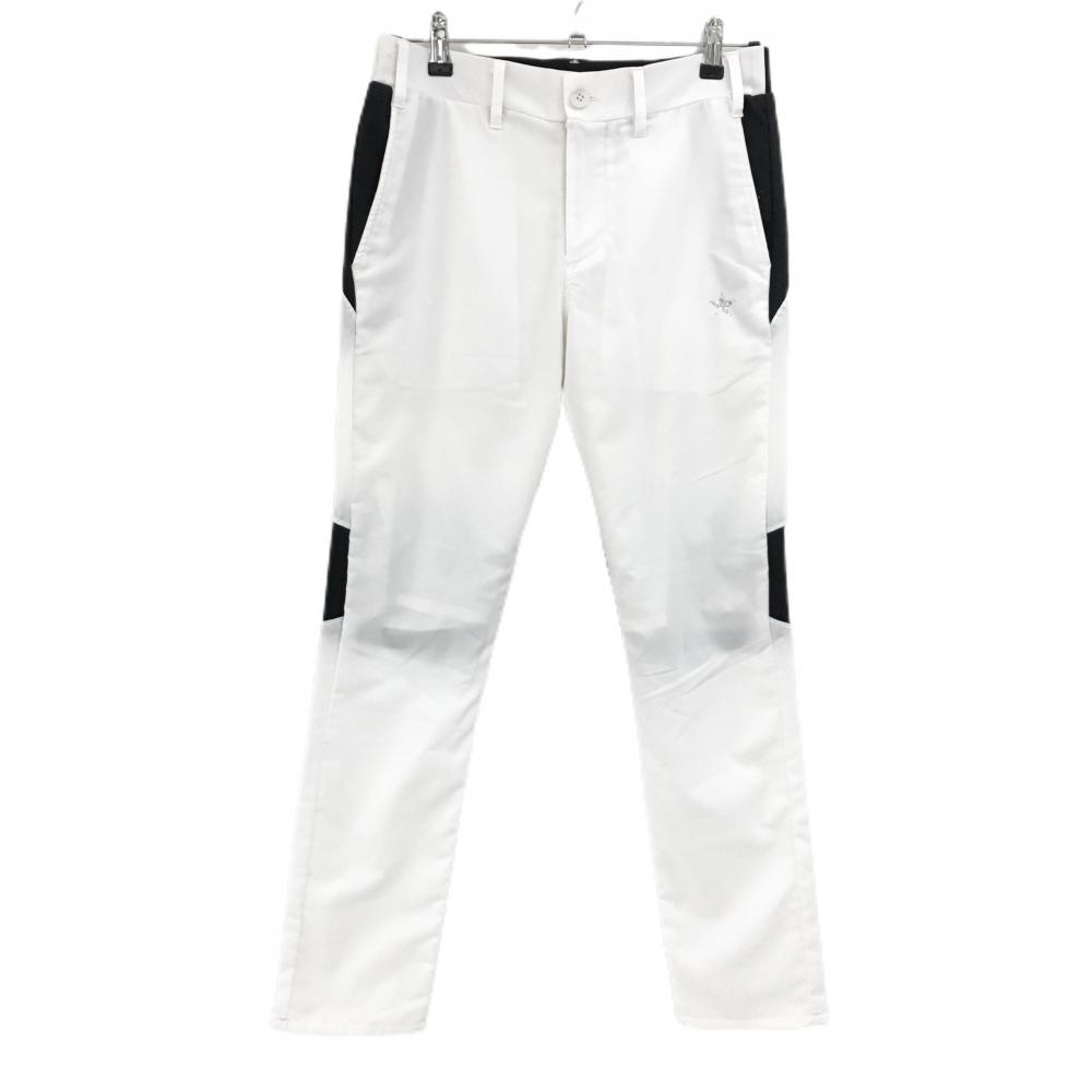 ロックデュード パンツ 白×黒 星ラインストーン バイカラー ヒップ部分裏地付き  メンズ 01 ゴルフウェア ROCK DUDE