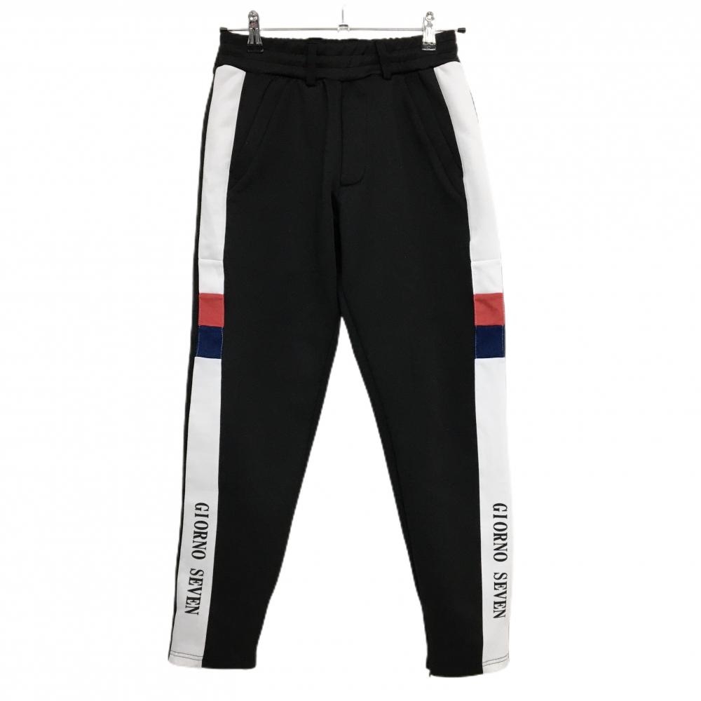 ジョルノセブン パンツ 黒×白×レッド サイドライン ウエストゴム メンズ M ゴルフウェア 2025年モデル GIORNO SEVEN
