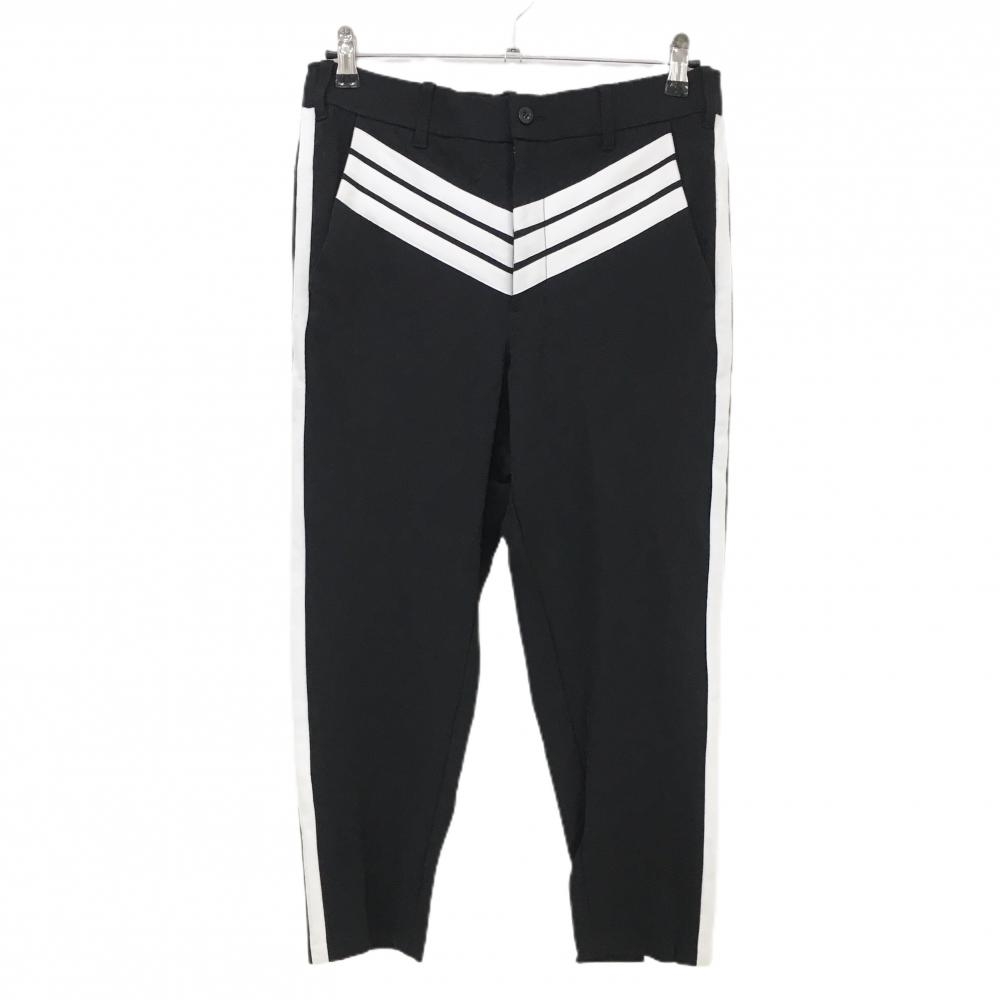 【美品】ディセンバーメイ パンツ 黒×白 ストレッチ サイドライン 後ろウエストゴム  メンズ M ゴルフウェア DECEMBERMAY