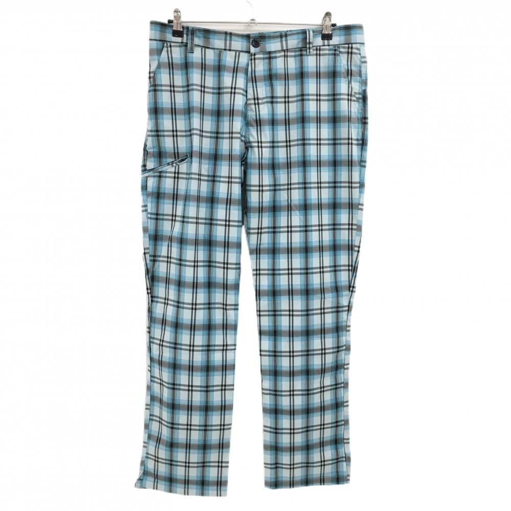 【超美品】コモンゴルフ パンツ ブルー×ブラウン チェック ストレッチ メンズ XXL ゴルフウェア 大きいサイズ COMON GOLF