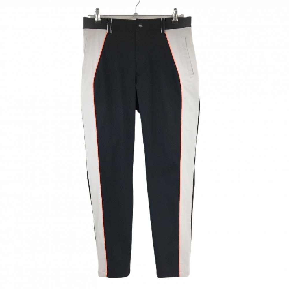 【美品】ディセンバーメイ ストレッチパンツ ダークネイビー×ライトグレー系×蛍光オレンジ メンズ M ゴルフウェア DECEMBERMAY