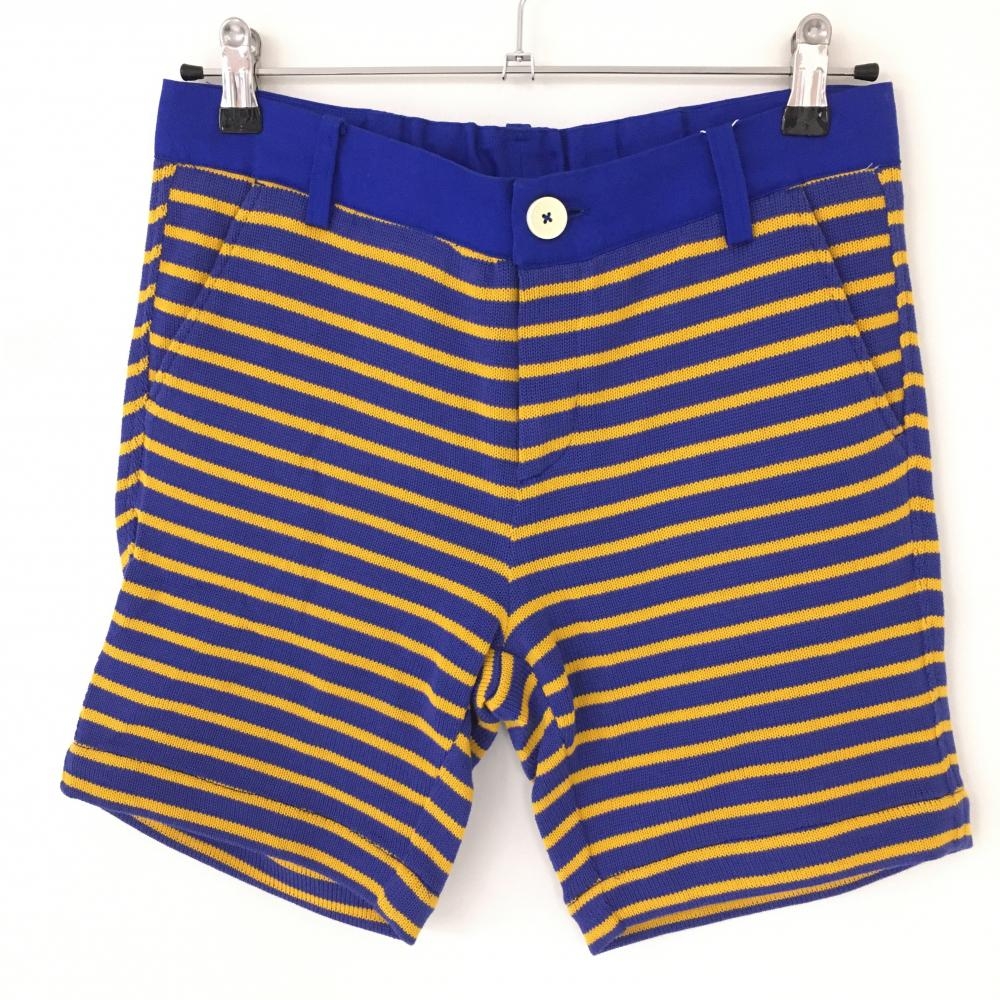 【新品】パームスアンドコー ニットハーフパンツ ブルー×オレンジ ボーダー ウエスト調節紐 メンズ M ゴルフウェア PALMS&CO.