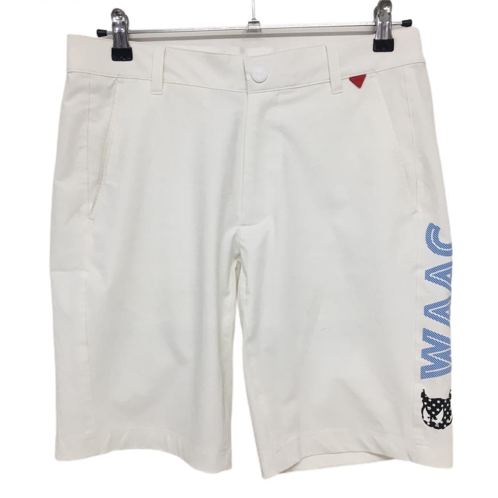 ワック ハーフパンツ 白 サイドビッグロゴ メンズ 1(M) ゴルフウェア WAAC