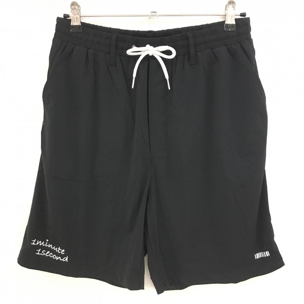 【超美品】フィルコッド ハーフパンツ 黒 メッシュ調 ロゴ刺しゅう白 メンズ L ゴルフウェア filkod