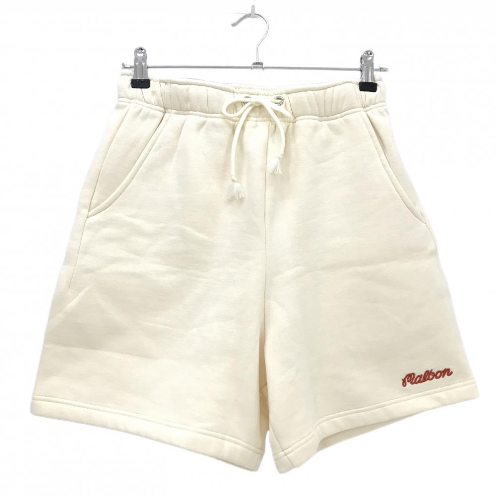 【超美品】マルボン ハーフパンツ アイボリー スウェット 裏起毛 メンズ S ゴルフウェア Malbon
