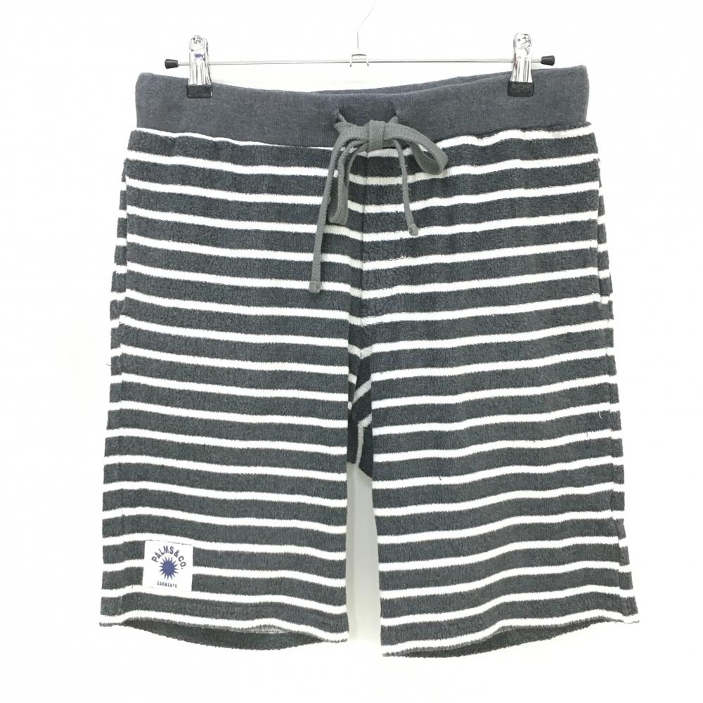 パームスアンドコー ハーフパンツ グレー×白 ボーダー パイル地 メンズ XL ゴルフウェア PALMS&CO.