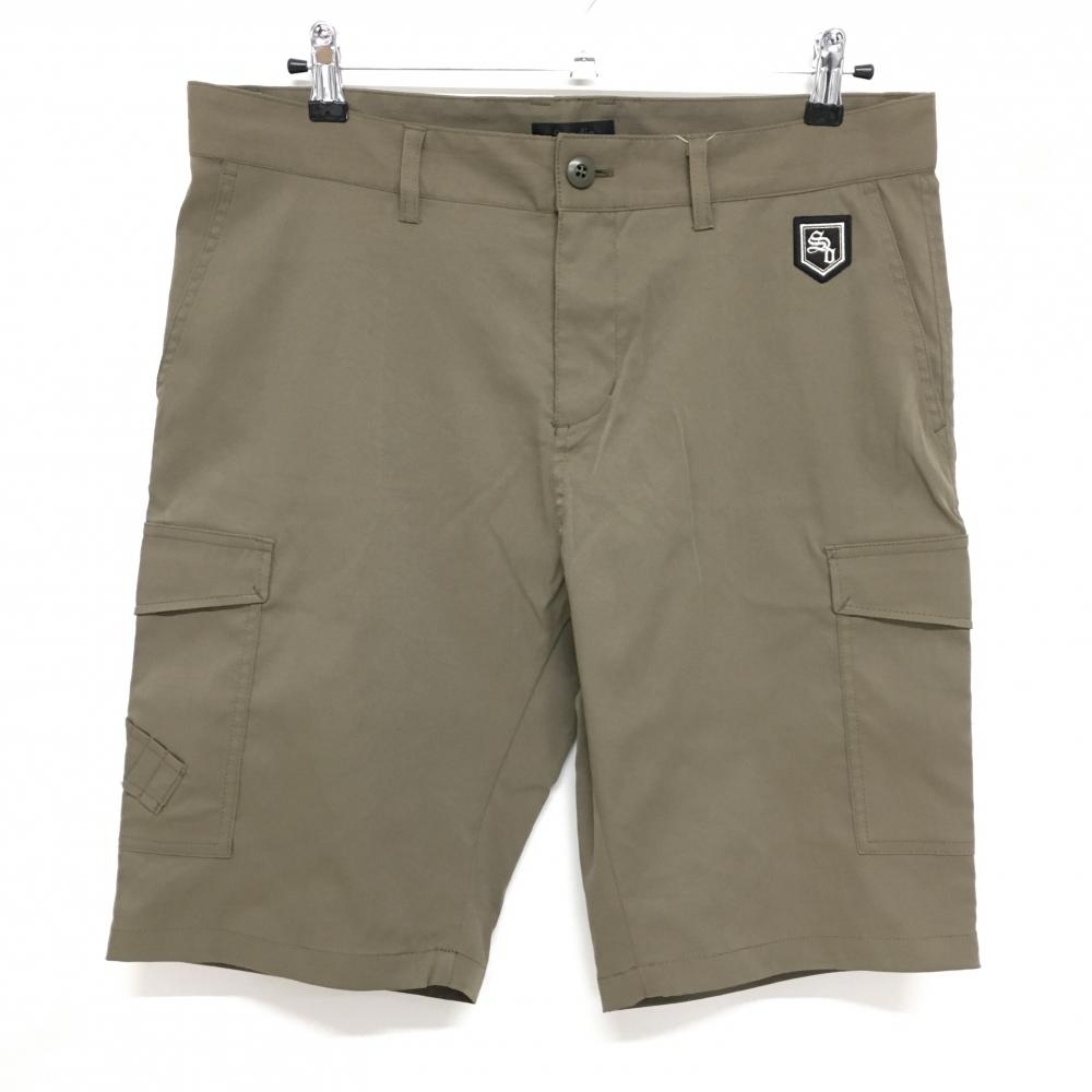 【新品】サンディ ハーフカーゴパンツ カーキ×黒 ロゴワッペン 吸水速乾 ストレッチ メンズ XL ゴルフウェア Sandie
