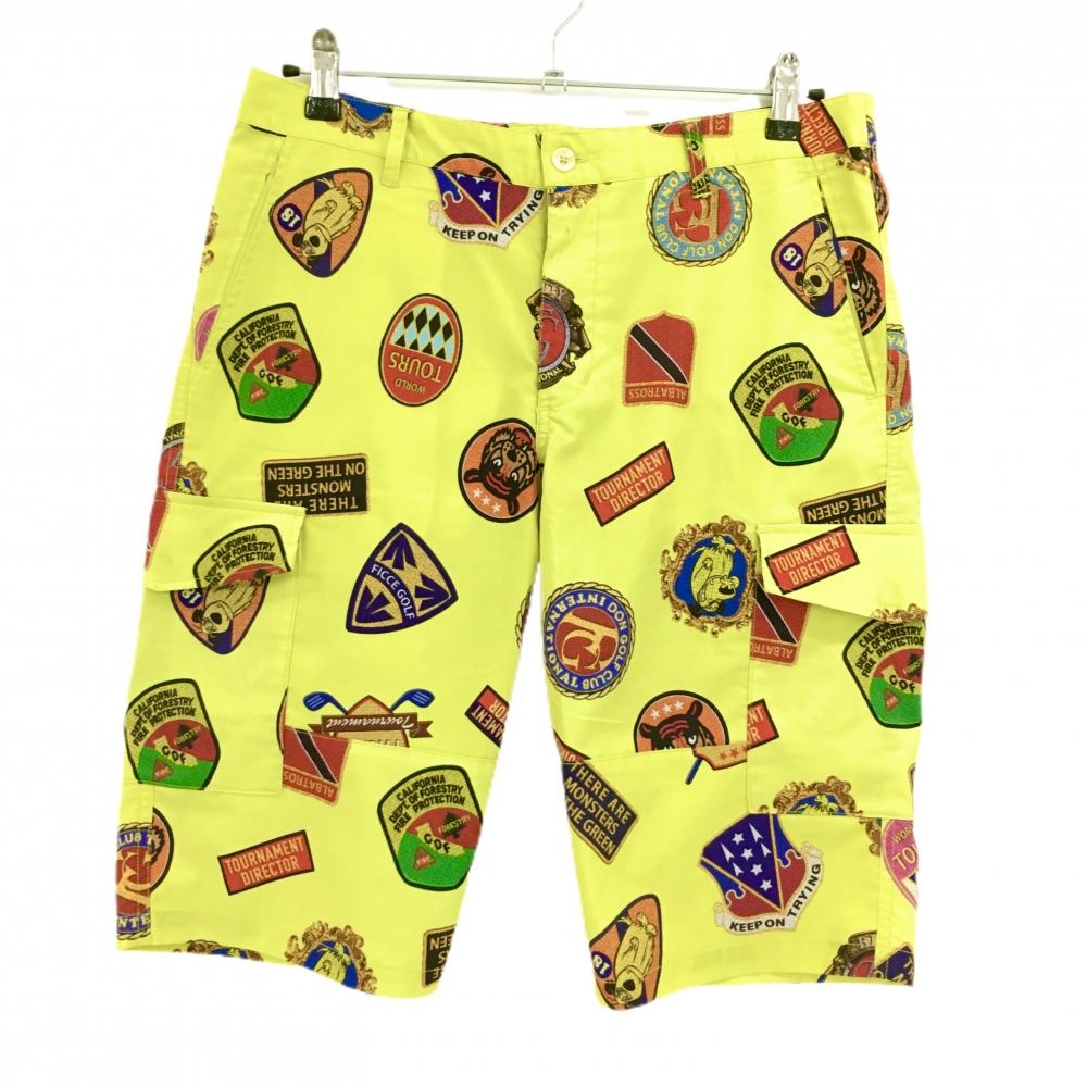 フィッチェ ハーフパンツ イエロー系×マルチカラー 総柄 メンズ L ゴルフウェア FICCE
