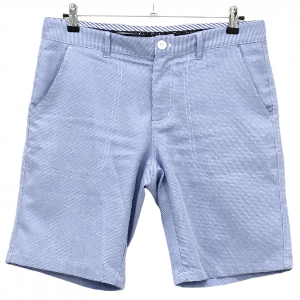 【美品】コモンゴルフ ハーフパンツ ブルー×白 細目チェック調  メンズ XL ゴルフウェア Comon Golf