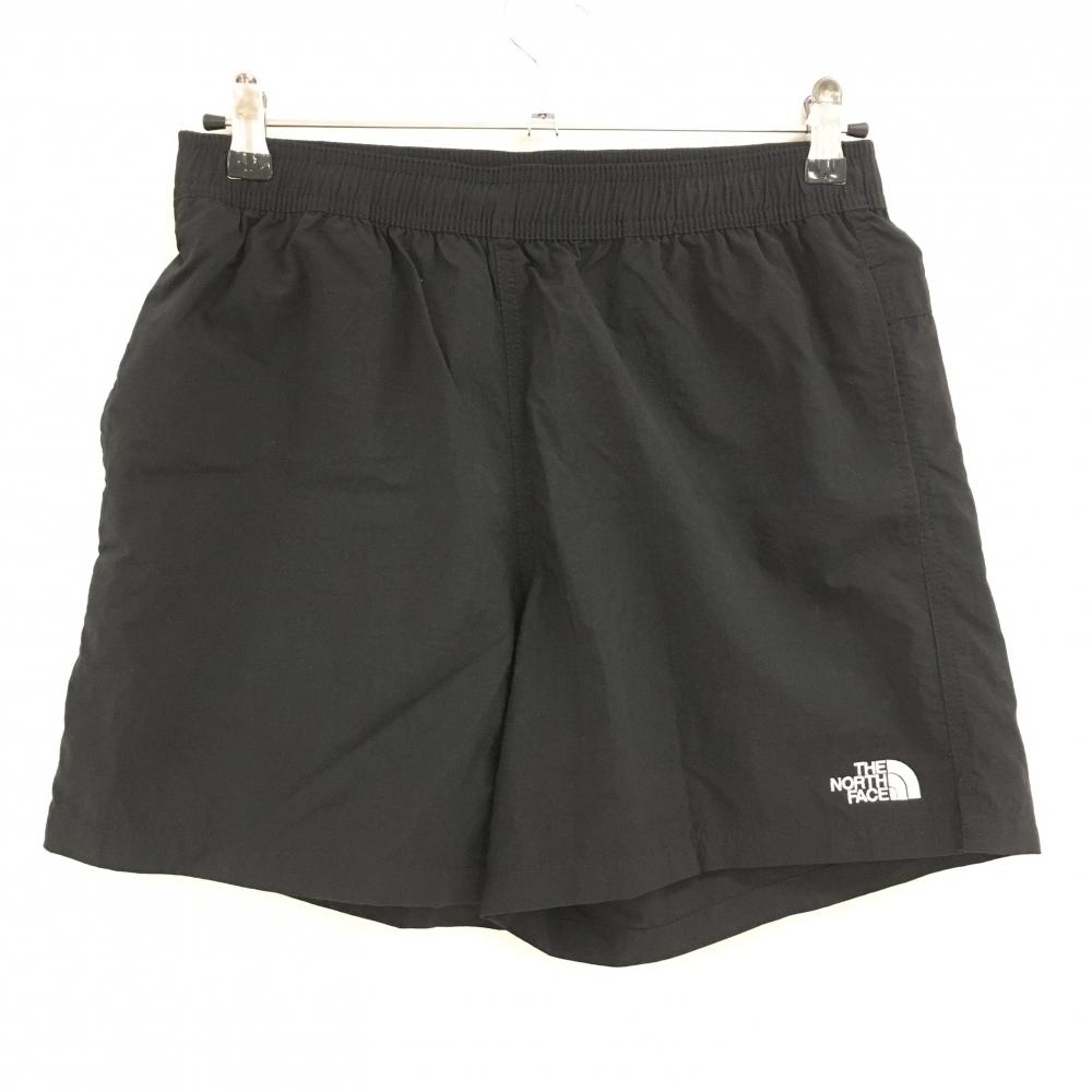 【美品】ザノースフェイス ハーフパンツ 黒×白 ウエストゴム 裾ロゴ メンズ M ゴルフウェア THE NORTH FACE