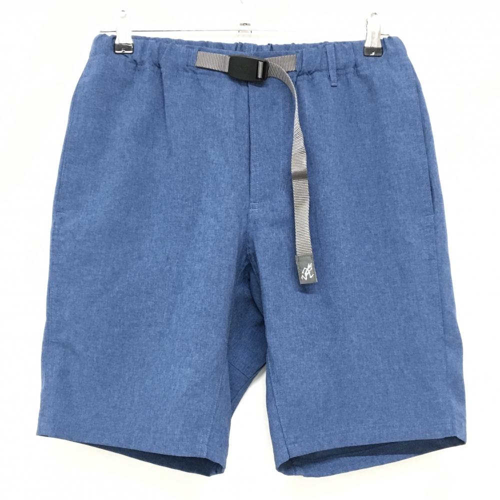【超美品】グラミチ ハーフパンツ ブルー ベルト付 メンズ M ゴルフウェア GRAMICCI