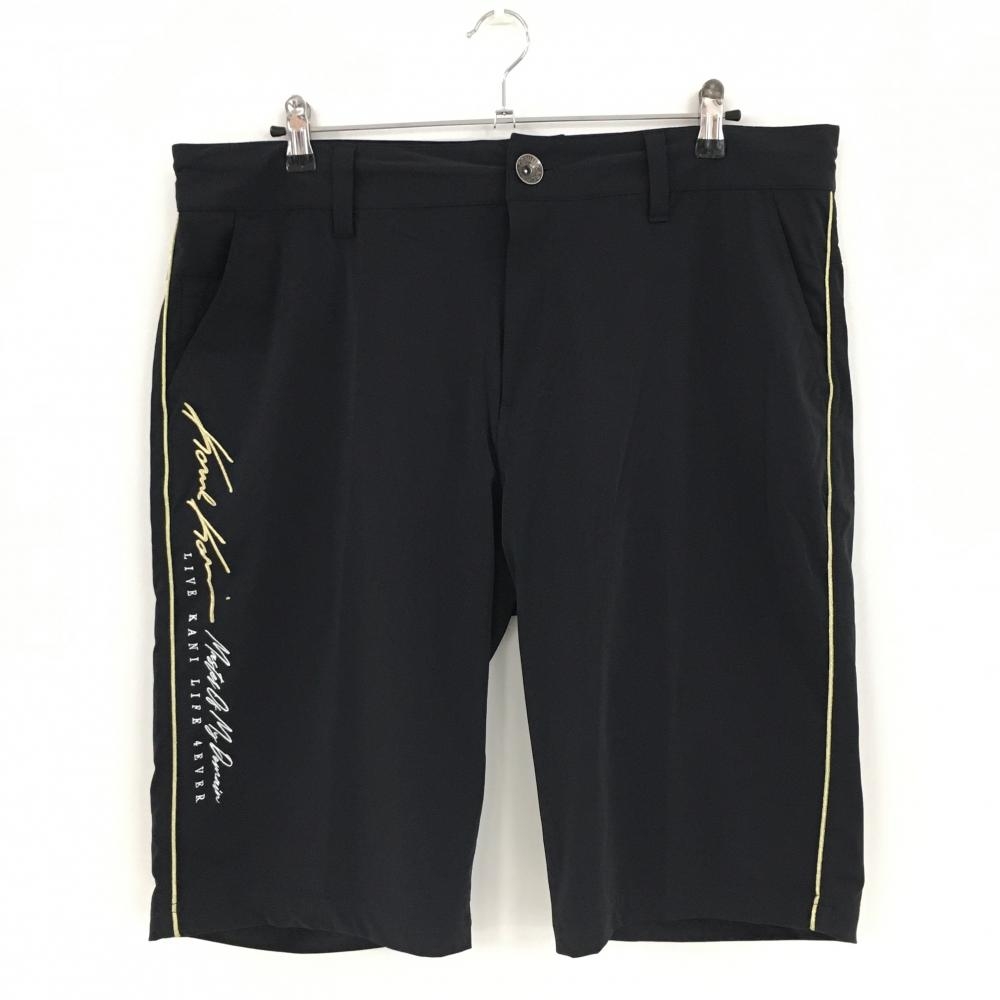 【超美品】カールカナイゴルフ ハーフパンツ 黒×ゴールド サイドパイピングライン  メンズ 38 ゴルフウェア Karl Kani
