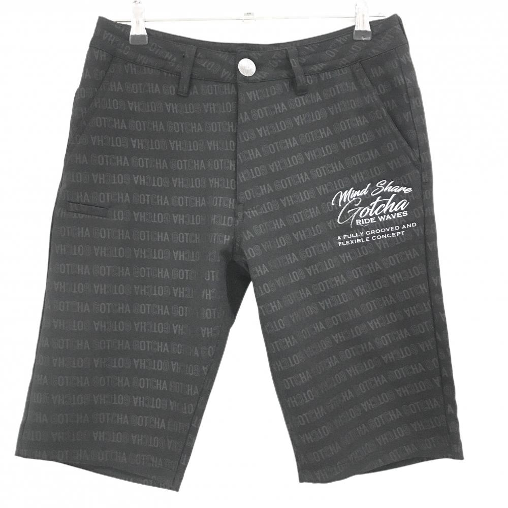【超美品】ガッチャゴルフ ハーフパンツ 黒 ロゴ総柄 メンズ S ゴルフウェア GOTCHA GOLF