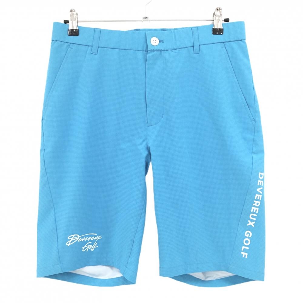 【新品】デヴァローゴルフ ハーフパンツ ライトブルー ウエストゴム・調節紐 スカル メンズ M ゴルフウェア DEVERAUX GOLF