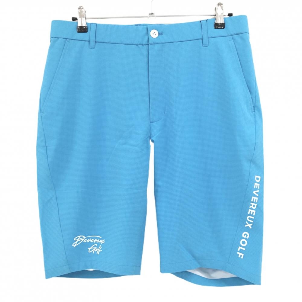 【新品】デヴァローゴルフ ハーフパンツ ライトブルー ウエストゴム・調節紐 スカル メンズ L ゴルフウェア DEVERAUX GOLF