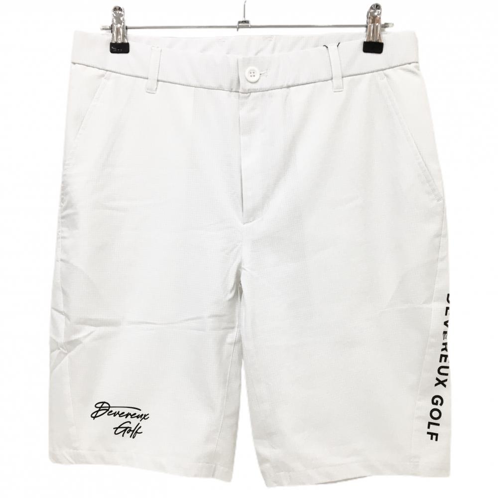 【新品】デヴァローゴルフ ハーフパンツ 白 ウエストゴム・調節紐  スカル メンズ M ゴルフウェア DEVEREUX GOLF