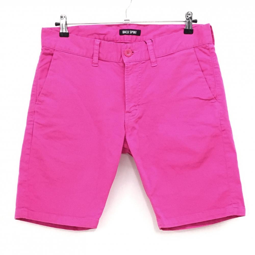 【美品】バックスピンゴルフ ハーフパンツ ピンク コットン混 ストレッチ メンズ XL ゴルフウェア BACK SPIN! GOLF