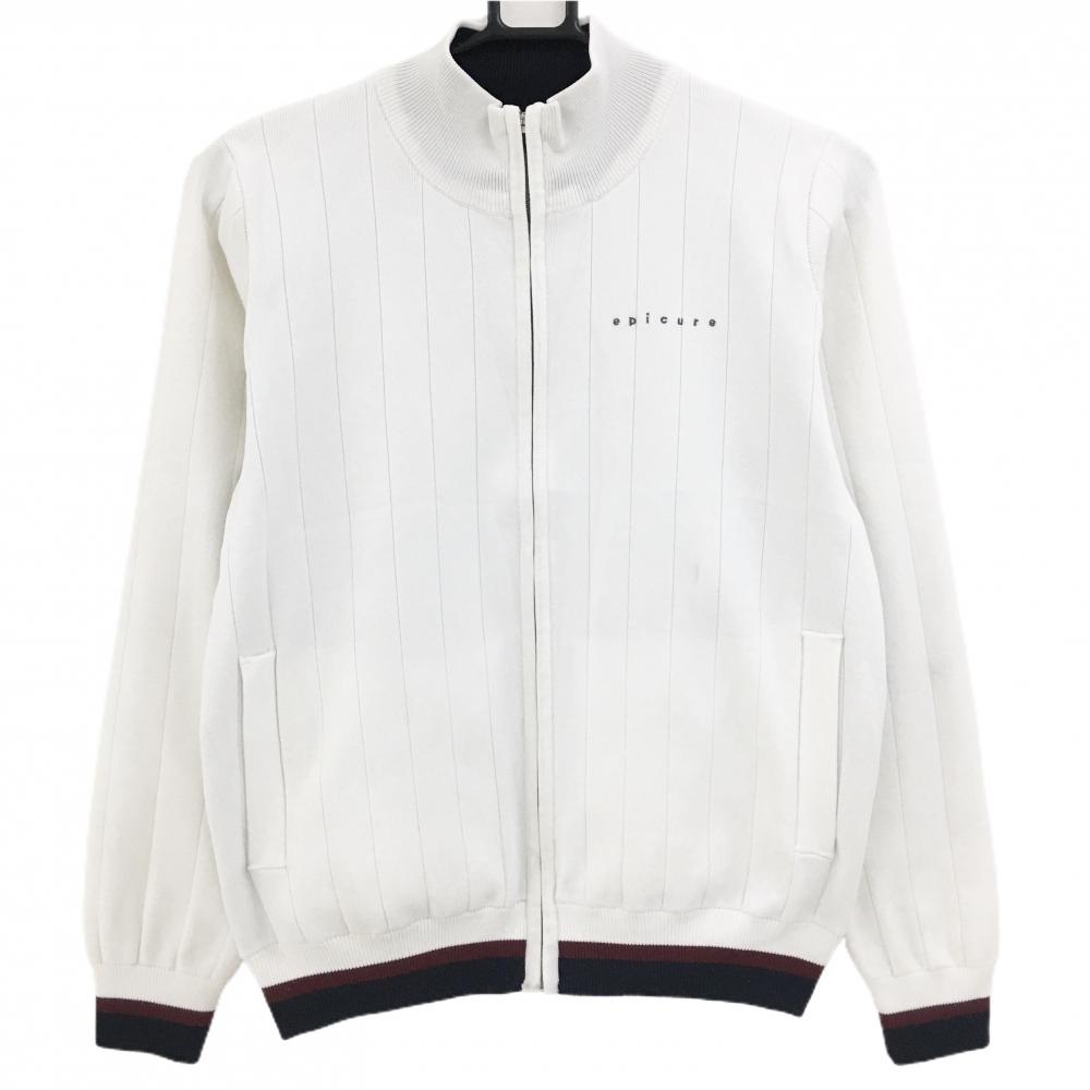 【美品】エピキュール ニットジャケット 白 前身頃裏地付 レディース M ゴルフウェア epicure