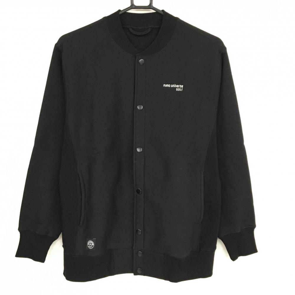 【超美品】ナノユニバースゴルフ ジャケット 黒 ロゴ刺しゅう 裏起毛 レディース M ゴルフウェア nano universe GOLF