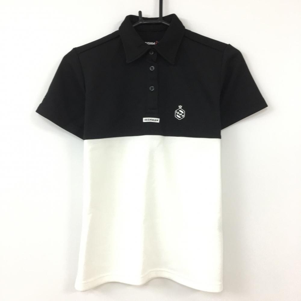 【超美品】IRISHMAN アイリッシュマン 半袖ポロシャツ 黒×白 バイカラー  レディース M ゴルフウェア