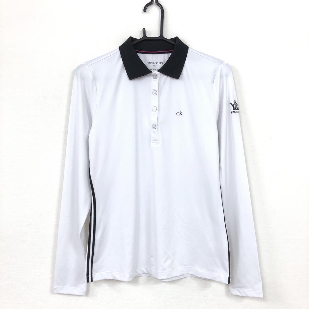 美品 Calvin Klein Golf カルバンクラインゴルフ 長袖ポロシャツ 白 黒 サイドライン レディース Uk8 L ゴルフウェア 中古 ゴルフウェア通販サイトreonard レオナード